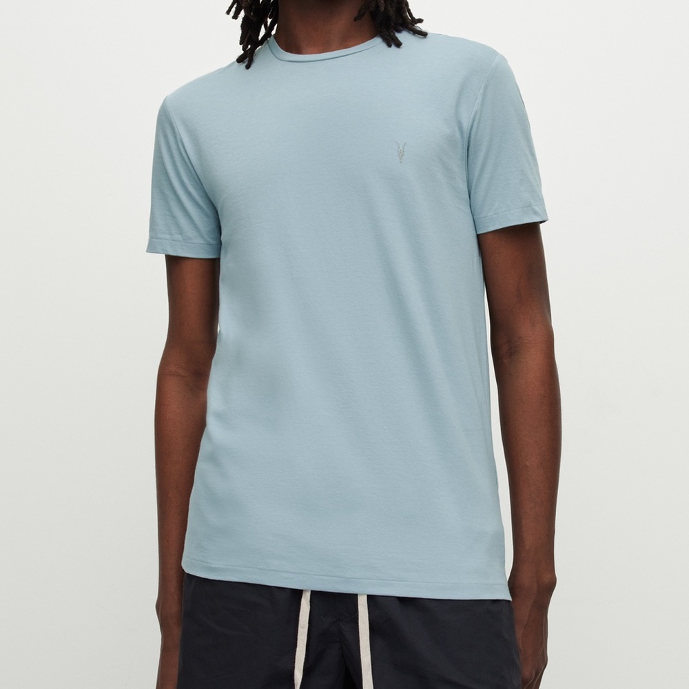 Men’s Allsaints Blue Tonic Crew Neck Slim Ramskull T-Shirt